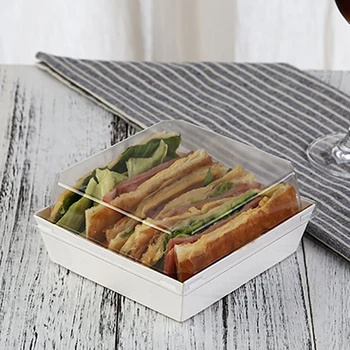 Disposble Sandwich Kartono Duona Lauke Pūkinės Skaidriu Dangteliu Pakavimo Dėžutė Duonos Užkandis Pakuotės, Dėžutės Greito Maisto Dėžutės Pasiimti Box