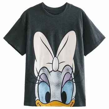 Disney Marškinėliai Minnie Mouse Daisy Duck Animacinių Filmų Marškinėliai Moterims Derliaus Harajuku Marškinėlius, O-Kaklo Trumpomis Rankovėmis Moterų Atsitiktinis Tee Viršūnės
