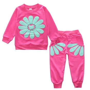 2019 Nauji 2vnt pavasarį, rudenį, vaikų drabužiai nustatyti kūdikių mergaičių sportinis kostiumas saulėgrąžų laisvalaikio kostiumas DT0262