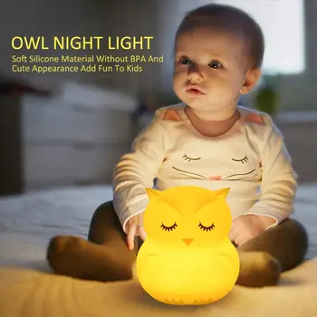 Pelėda Naktį Šviesos Nuotolinio Valdymo Palieskite Jutiklį, šviesos srautą galima reguliuoti Laikmatį Įkraunamas LED Žibintai, Naktiniai Nakties Žibintas Vaikams, Vaikams Baby