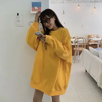 Hoodies Moterų Saldainiai Spalvų Spausdinimo Paprasta Outwear Puloveris Moterų Studentai Korėjos Stiliaus Laisvalaikio Prarasti Subtilus Draugais Bf Mados