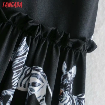 Tangada mados moterų gyvūnų spausdinti marškinėliai suknelė 2020 naują atvykimo ponios v kaklo midi suknelė vestidos XN32