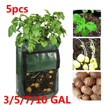 5vnt 3 7 10 5 galonų gal Bulvių Augalų Auga Maišelį Sodo PE jardin vis Vazonus Sodinti Daržoves, pomidorų namų, Sodo Įrankiai,
