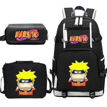 Naruto Anime Kuprinė Berniukams, Mergaitėms, Vaikams, Mokyklos Maišus Studentų Bookbag Vaikai Kelionių Bagpacks su Lunchbag+pen Maišelį Maišeliu Enfant
