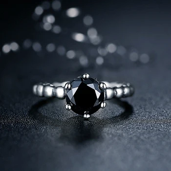 Retro Žiedas 925 Sidabro Papuošalai Apvalios Formos Obsidianas Brangakmenio Piršto Žiedai, Moterų, Vyrų Vestuvių Dalyvavimo Šalies Priedai