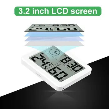 Elektroninis LCD Skaitmeninis Apšvietimas Buityje Termometras Ultra Plonas Drėgmėmačiu Nešiojamų Temperatūros, Drėgmės Matuoklis, Laikrodis