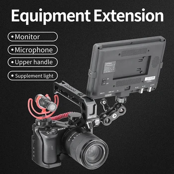 UURig Vlog Kamera Narve Sony A6600 su 1/4 3/8 Sriegio angos LED Šviesos Aliuminio Apsauginis Narve, Mikrofonas W Rankena Viršuje