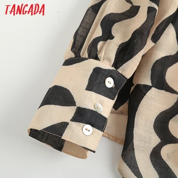 Tangada 2020 m. Rudenį moterų retro spausdinti palaidinė ilgomis rankovėmis chic moterų elegantiškas laisvi marškinėliai blusas femininas 6D33