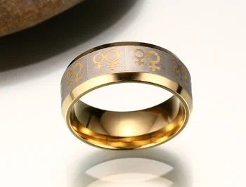 NHGBFT 8mm Pločio Aukso spalvos Nerūdijančio Plieno žiedai Moterims/Mens Lesbiečių, Gėjų Žiedas Dropshipping
