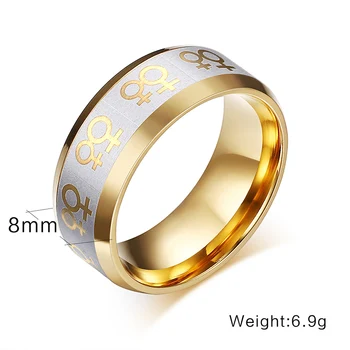 NHGBFT 8mm Pločio Aukso spalvos Nerūdijančio Plieno žiedai Moterims/Mens Lesbiečių, Gėjų Žiedas Dropshipping