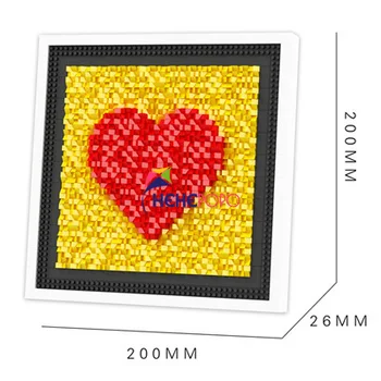 Micro Balody Pikselių Raudona Širdies Rėmo Modelis Bloko Komplektas 