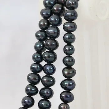 Natūralių gėlo vandens dirbtiniu būdu išauginti black pearl nearround prarasti karoliukai ceremonija vestuvės, prom aukštos klasės 