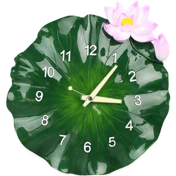 Didelių 3d Kūrybos Žalia Lotus Sieninis Laikrodis Modernus Dizainas ir Tylus Sielovados Virtuvės Laikrodis Wanduhr Sieniniai Laikrodžiai Namų Dekoro