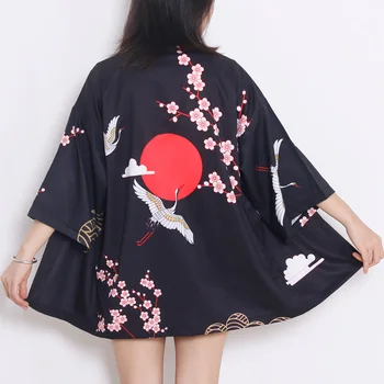 Japonų Stiliaus Bangos Samurajus Kimono Streetwear Vyrų, Moterų Megztinis Japonija Harajuku Anime Skraiste Tradicinių Drabužių 2020 M. Vasarą
