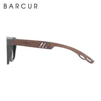 BARCUR Unikalaus Dizaino Juodos spalvos Bambuko Akiniai nuo saulės Medienos Mados Vyras Saulės akiniai Lady UV400 Poliarizuota Sporto Akiniai