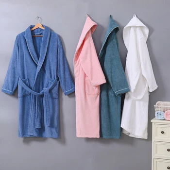 Skraiste, Kietas Viešbutis Rūbeliai Medvilnės Toweling Terry Mėgėjams Vyrų kimono Moterų Chalatas Minkštas Sleeprobe Moterų Atsitiktinis Homewear Naktį suknelė