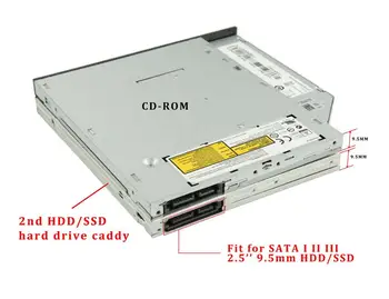 9.5 mm 2 SATA Kietąjį Diską HDD SSD Talpyklos Caddy už Dell Inspiron 17R 5721 5737 15R 5537 5521 SU-208CB DV-8A5HH