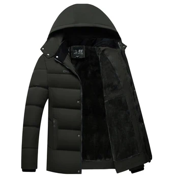 Prekės Vilnos Storas Šiltas vyrų Žiemos striukė su gobtuvu vientisos spalvos atsitiktinis puspalčiai, Liemenės, Paltai Plius Dydis XL-4XL paltas Lašas Laivybos
