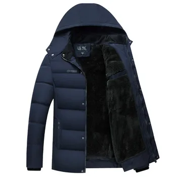Prekės Vilnos Storas Šiltas vyrų Žiemos striukė su gobtuvu vientisos spalvos atsitiktinis puspalčiai, Liemenės, Paltai Plius Dydis XL-4XL paltas Lašas Laivybos