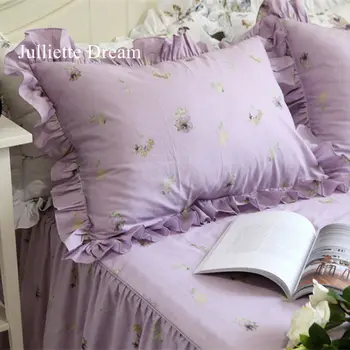 Karšto Violetinė gėlių Spausdinti patalynės komplektas Sodų pynimas antklode padengti nustatyti paklode lova, drabužių karalius dydžio patalynės komplektas lova šalikas