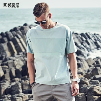 Enjeolon Mados tendencijų vyrai marškinėlius medvilnės o-kaklo atsitiktinis marškinėliai vyrų aukštos kokybės viršūnes tee T3714