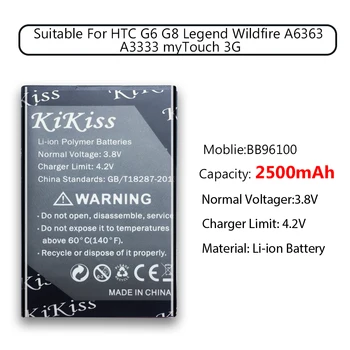 2500mAh HTC G6 G8 Legenda Wildfire A6363 A3333 MyTouch 3G Mobiliojo Telefono Repalcement Baterija BB96100
