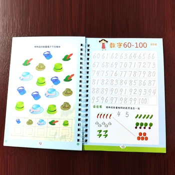 Daugkartinio naudojimo Vaikams 3D Copybook Už Kaligrafija Numeriai 0-100 Rankraščiai, Knygos Mokymosi Matematikos Rašymo Praktika, Knygos vaikams, Knygos