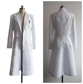 Steins Gate Rintarou Okabe Cosplay Kostiumų Kailis Ilgas Švarkas Baltas Švarkas kostiumas