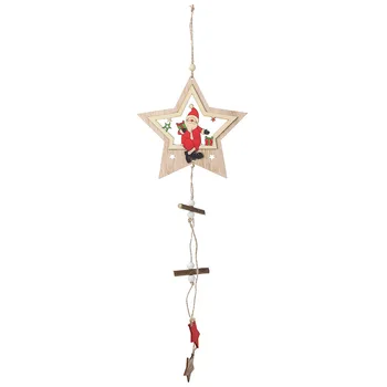 1PCS Star Spausdinti Medinis Pakabas, Papuošalai Kalėdų Medžio Ornamentas 