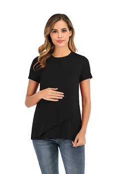 6088# Vasarą Motinystės Slaugos T-shirt Lacation Motinos Krūtimi Marškinėliai Drabužius Nėščioms Moterims žindymo Tees Viršūnės