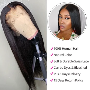 CColleg Žmogaus Plaukų Perukai 13x4 Nėrinių Priekyje Uždarymas Perukai Moteris Brazilijos Remy Prieš Nupeštos Nėrinių Perukai Tiesūs Plaukai Natūralios Spalvos