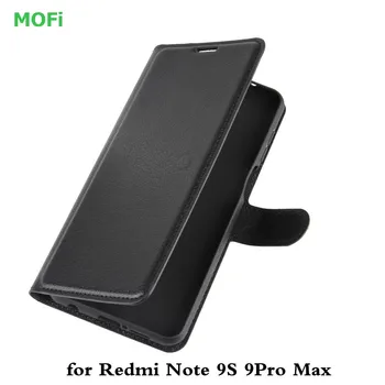Kortelės Lizdas Flip Case for Redmi Pastaba 9S 9 Pro Max dangos Anti-Knock Xiaomi Raudona Mi Note9S 9pro Stovėti MOFi Odos Magnetinių Sagčių