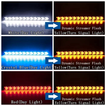 Tak Wai Lee 2vnt LED DRL Šviesos važiavimui Dieną Automobilių Stilius Dinamiškas Streamer Srauto Gintaro Posūkio Signalo Įspėjimo Stiprintuvas Rūko Dieną Lempa