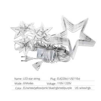 Foxanon 3M 138 led žvaigždžių pasakų žibintai Kalėdų žvaigždė styginių šviesos girlianda led užuolaidų vestuvių namų šaliai gimtadienio apdaila