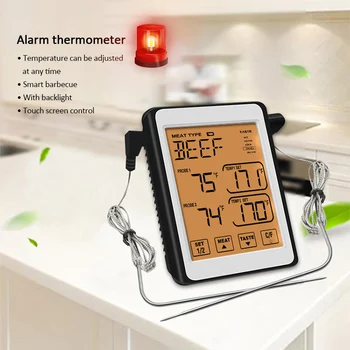 Smart GRILIS Termometras Jutiklinis Ekranas Skaitmeninis Orkaitės Termometras Maisto Gaminimo Virtuvėje Mėsos Rūkalius su Dviem Nerūdijančio Plieno Zondas