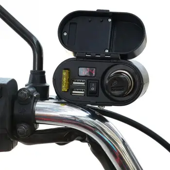Motociklo Vandeniui Automobilio Cigarečių Degiklio Lizdo Komplektas Dual Moto Usb Kroviklį Power LED Voltmeter Laiko Rodymas Valtis ATV