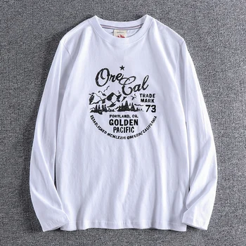 2020 m. Rudens Žiemos Naujas Žmogus, Mados Long Sleeve O-kaklo, Medvilnės Laišką, Print T-shirt Dugnu Vintage Marškinėliai