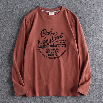 2020 m. Rudens Žiemos Naujas Žmogus, Mados Long Sleeve O-kaklo, Medvilnės Laišką, Print T-shirt Dugnu Vintage Marškinėliai