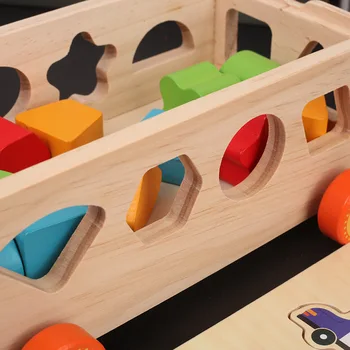 Medinės dėžės Blokai Daugiafunkcinis Geometrinės Formos Atitikimo Intelektinės Automobilio Langą ikimokyklinio Ugdymo Žaislai, dovanos