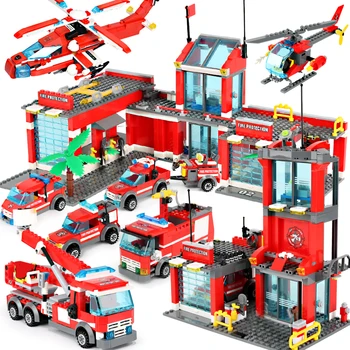 1123pcs Gaisrinės Miesto Statybos Blokų Klasikinis Modelis Blokai įrangos pardavimas, biuro įrangos Plytų Švietimo Žaislai Vaikams Dovanų