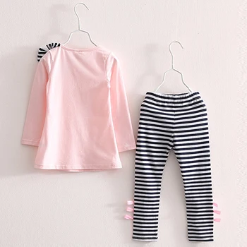 Rudenį merginos drabužių medvilnės atsitiktinis vaikų drabužių rinkinys ilgomis rankovėmis marškinėliai dryžuotas antblauzdžiai baby vaikiški kostiumai 3 4 5 6 7 8 metų