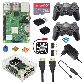 Aviečių Pi 3 B Modelis+ Žaidimo Rinkinį + Belaidis Gamepads + 32GB SD Kortelė + Maitinimo Adapteris + HDMI | Support RetroPie Recallbox