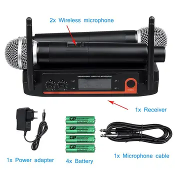 Profesionalių UHF Bevielio Mikrofono Sistema Dual Channel Belaidžius Nešiojamą Mic Kraoke Kalbos Šalies prekių Cardioid Mikrofonas