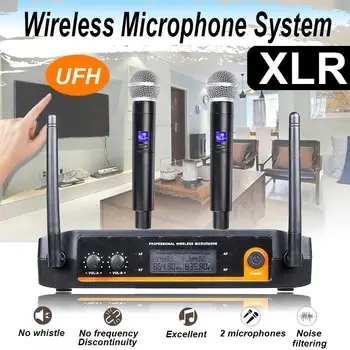 Profesionalių UHF Bevielio Mikrofono Sistema Dual Channel Belaidžius Nešiojamą Mic Kraoke Kalbos Šalies prekių Cardioid Mikrofonas
