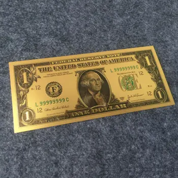 Aukso Folija USD Popieriniai Pinigai Amerikos Banknotus MUMS 1 to100 Doleris Pasaulio Pinigus Amatų Golden Banko Pažymi, Suvenyrai Kolektorius Dovana