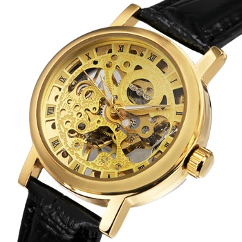 Aukso laikrodis Moterims, Stilingas Ponios Laikrodžiai Top Brand Prabanga Mechaninis Laikrodis Odinis Dirželis Dovana relojes para mujer NUGALĖTOJAS