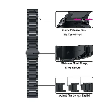 Nerūdijančio Plieno Dirželis Fitbit Versa 3 Smart Watch Band Metalo Riešo Apyrankę Correa Už Fitbit Prasme / Versa3 Aksesuaras Dirželiai