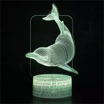 3D Naktį Lempos Naktį Šviesos Delfinų Spalvinga 3D LED Naktį Žibintai 16 Spalvų Keitimas Nuotolinio Akrilo Šviesos Miegamojo Puošimas Vaikų Dovanų