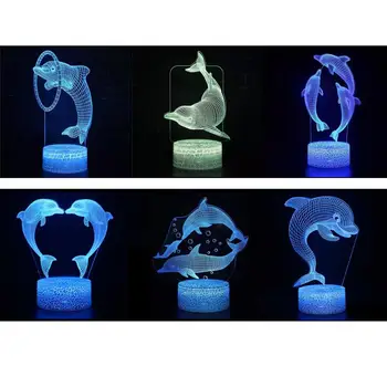 3D Naktį Lempos Naktį Šviesos Delfinų Spalvinga 3D LED Naktį Žibintai 16 Spalvų Keitimas Nuotolinio Akrilo Šviesos Miegamojo Puošimas Vaikų Dovanų