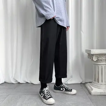Vasaros Atsitiktinis Kelnės, vyriškos Mados vientisos Spalvos Tiesios Kelnės Vyrams Streetwear Laukinių Prarasti Raišteliu Kelnės Mens M-5XL